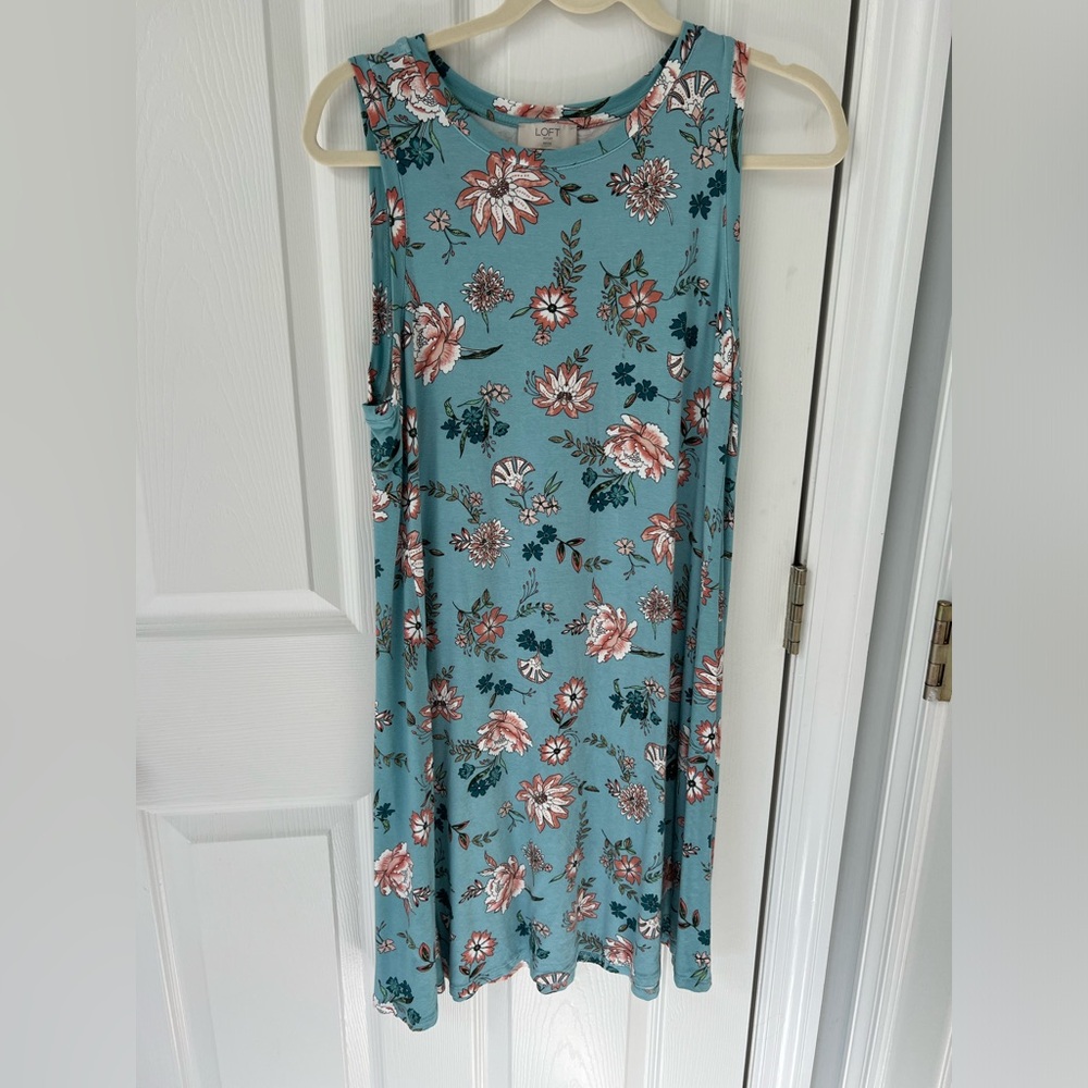Loft Outlet swing dress blue print large petite
